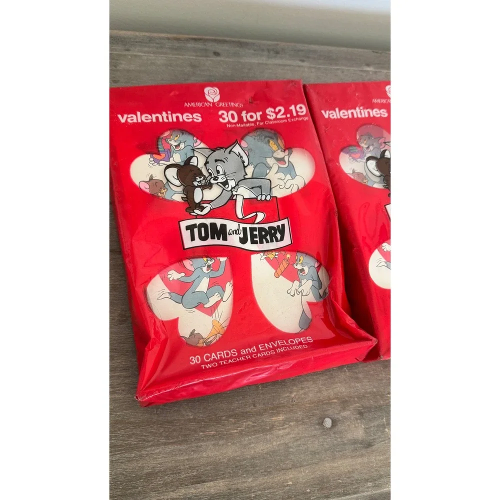 Vintage TOM AND JERRY Valentines Day Cards American Greetings -SEALED BOX 1980's